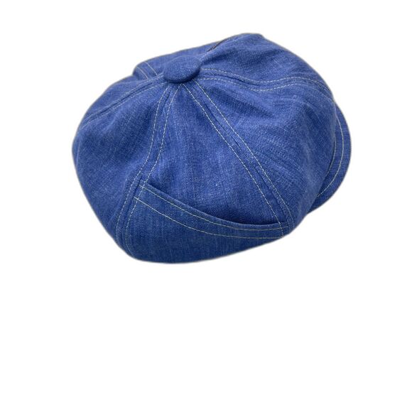 Vintage 1970s Paperboy Hat Blue Denim Pocket Zipper UNION MADE Newsboy - Picture 6 of 12